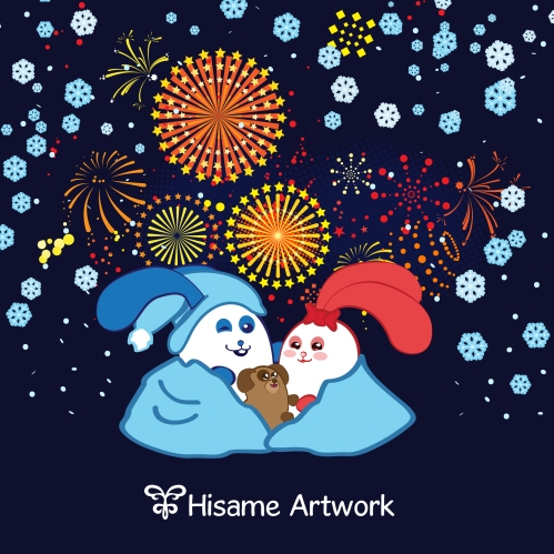 new year Ernest the blue bunny hisame artwork